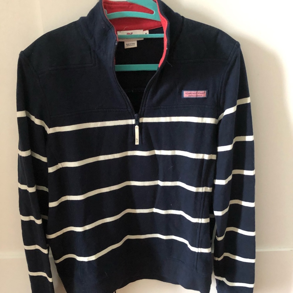 Vineyard Vines Navy/Red striped Shep Pullover